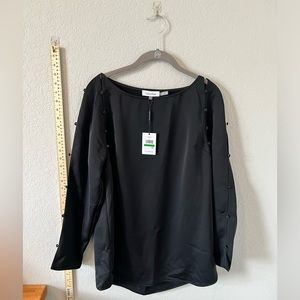 NWT Calvin Klein black long sleeved blouse